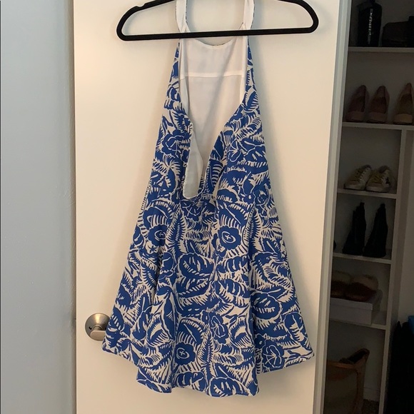 Parker Blue and White Halter Dress - Picture 4 of 5